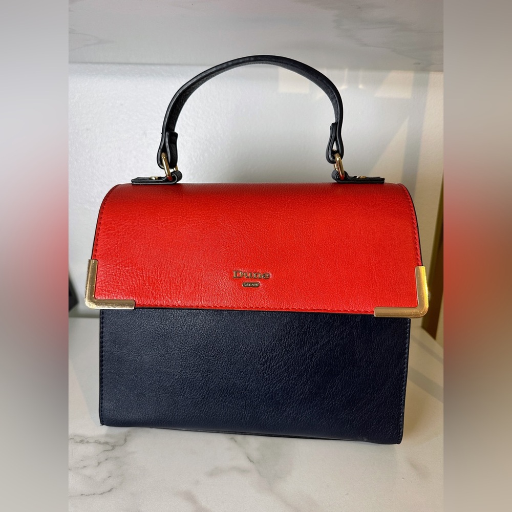 Dune London Two-Tone Red and Black Satchel